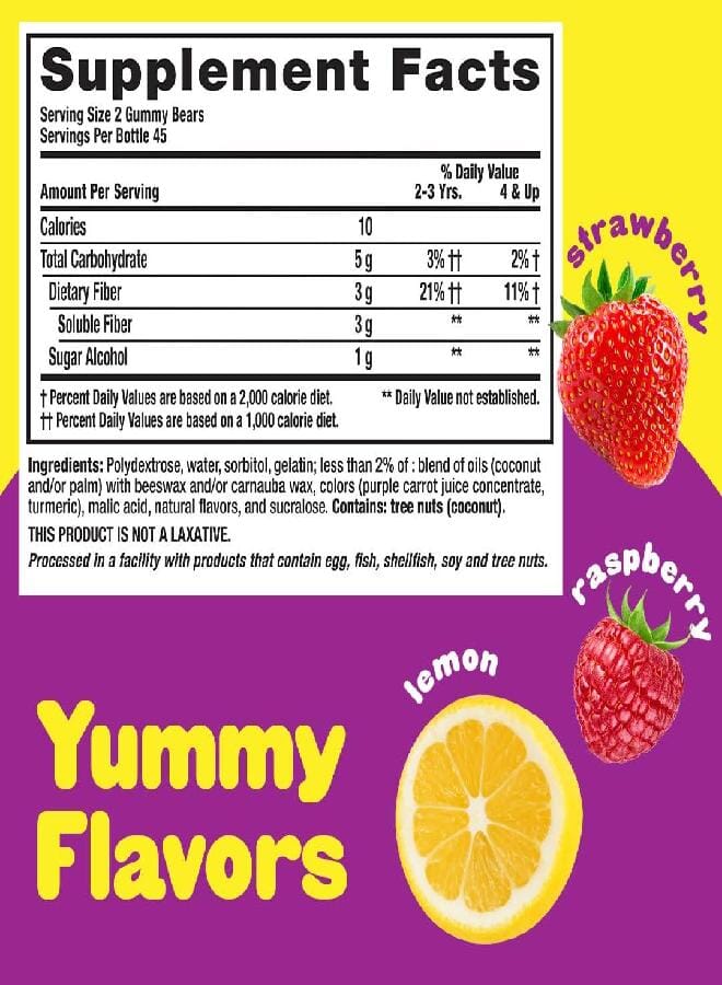 Lil Critters L’il Critters Fiber Daily Gummy Supplement for Kids, for Digestive Support, Berry and Lemon Flavors, 90 Gummies - Image 2